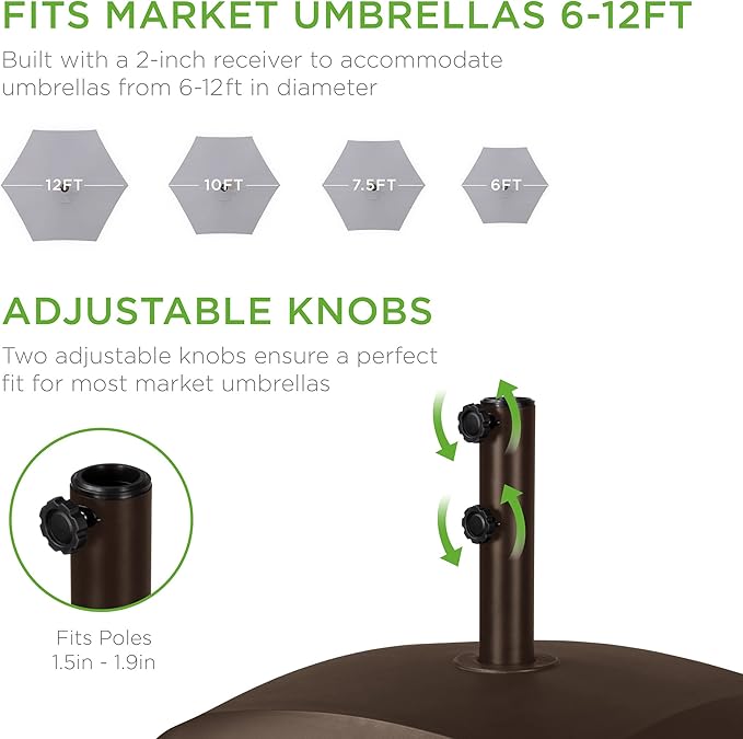 Best Choice Products 123lb Capacity Fillable Mobile Umbrella Base Heavy Duty - Image 6