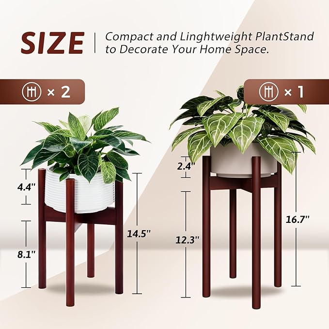 Adjustable Plant Stand Indoor, Bamboo Plant Holder 8 to 12 Inches, 3 Pack - Image 4