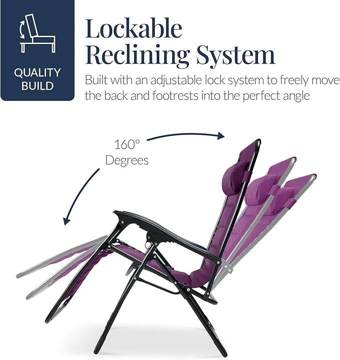 Best Choice Products Oversized Padded Zero Gravity Chair, Folding Outdoor Patio - Image 7