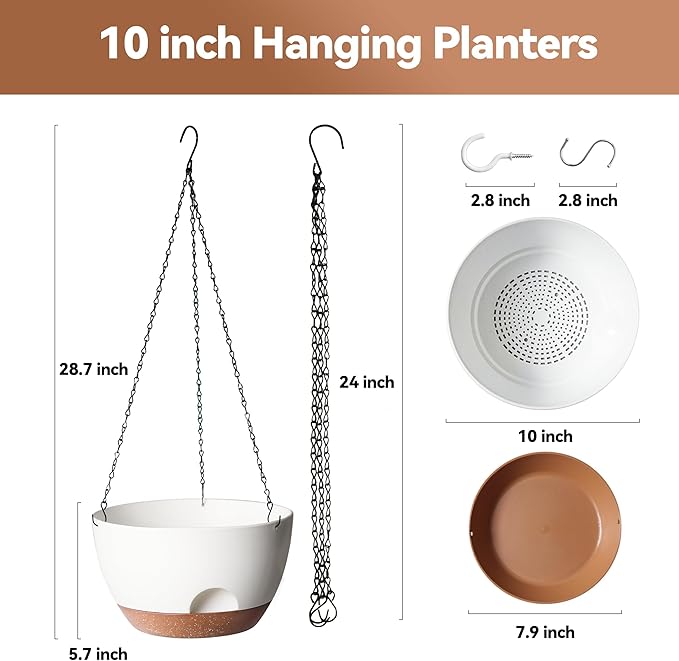 Hanging Planter for Indoor Plants, 10 Inch Self-Watering Hanging Planters - Image 2