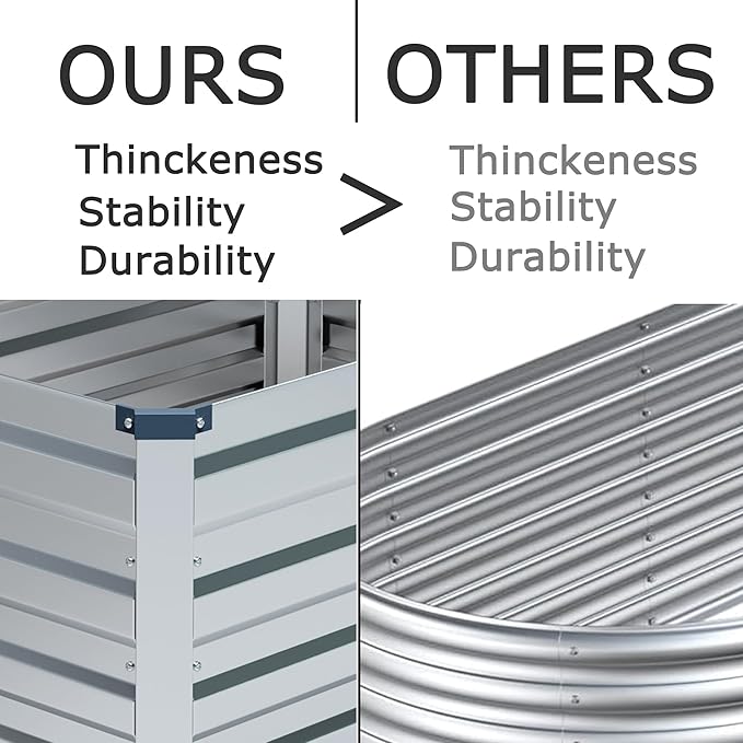 4x3x1ft Galvanized Raised Garden Bed, Outdoor Planter Box Metal Patio Kit - Image 4
