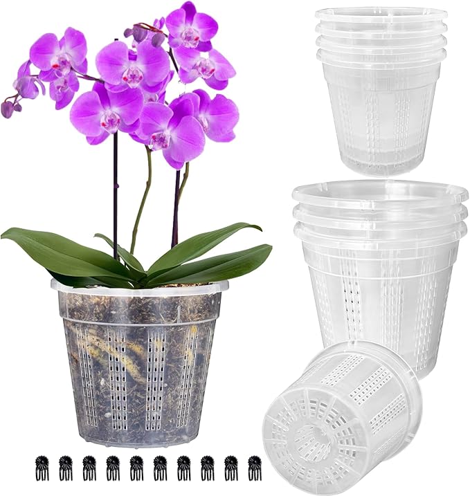 8Pcs Orchid Pot, 4 Each of 4.3", 5.5" Orchid Pots by HOLANHING
