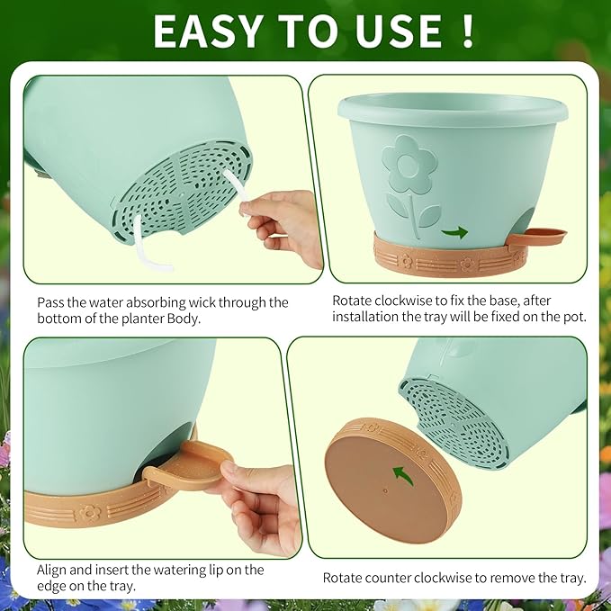 Plant Pots, Flower Pots for Indoor/Outdoor Plants, Self Watering Plastic - Image 5