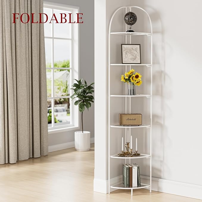 Crofy Foldable 6 Tier Corner Shelf, Metal Corner Plant Stand - Image 2