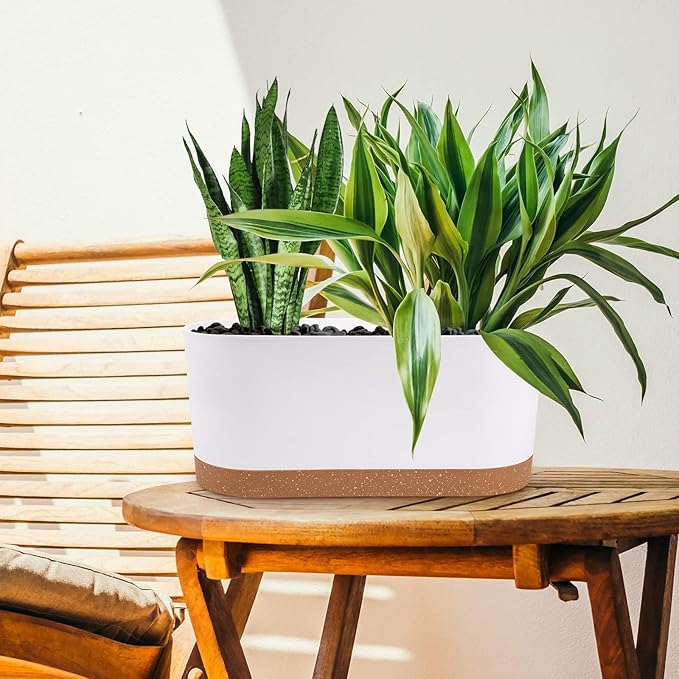 QCQHDU 16" L x 7.6" W x 7" H Window Planter Box, 2 Pack Self Watering Pots - Image 6