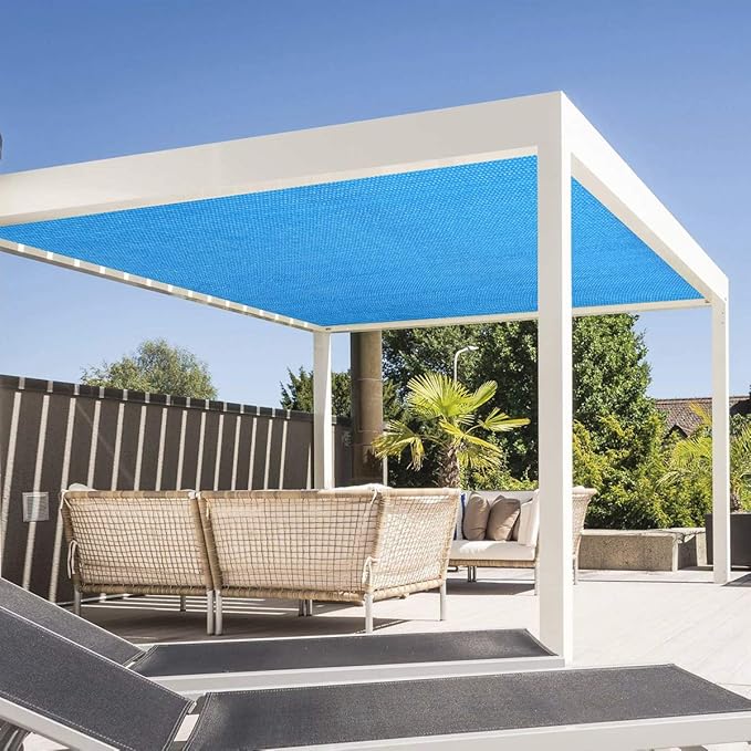 Eden's Decor Straight Flat-Edged Sun Shade Sail Rectangular 5' x 12' Blue - Image 6