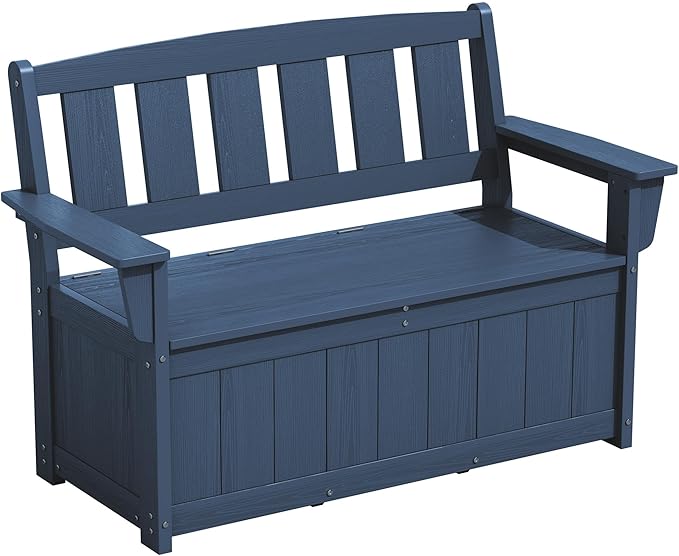 SERWALL HDPE Outdoor Storage Bench, All-Weather, UV-Resistant Deck Box by SERWALL