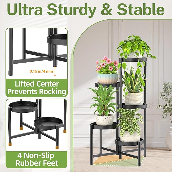 iDavosic.ly Plant Stand Indoor Outdoor, 5 Tier Corner Metal Flower Display - Image 4
