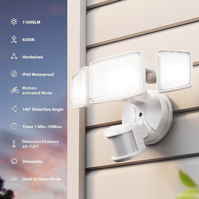 Onforu 100W LED Motion Sensor Outdoor Lights, Dusk to Dawn Flood Light Outdoor - Image 2