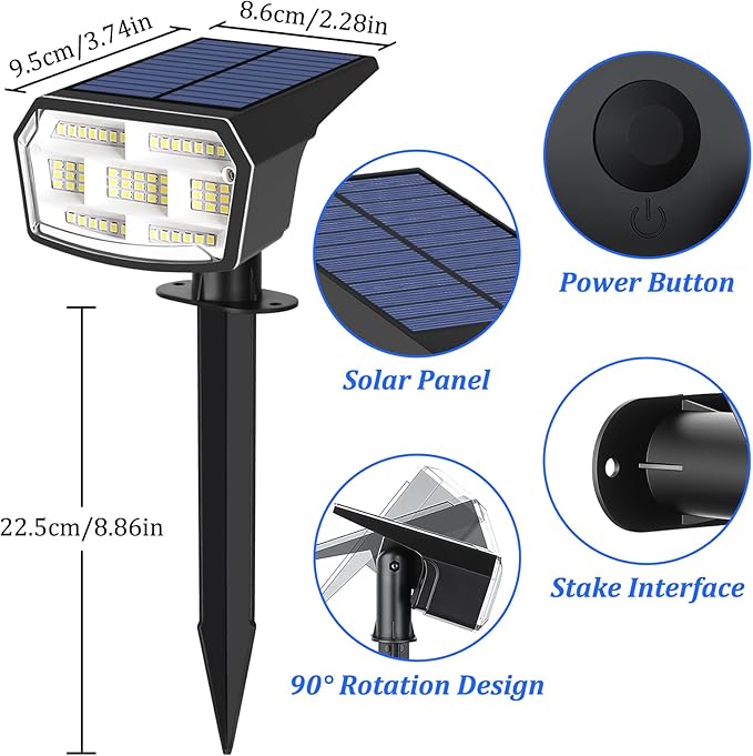Sucolite 8-Pack Solar Spot Lights Outdoor Waterproof IP65, 3 Lighting Modes - Image 7