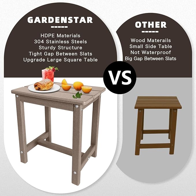 Adirondack Square Side Table, one-Tier Outdoor end Table, Patio Side Table - Image 5