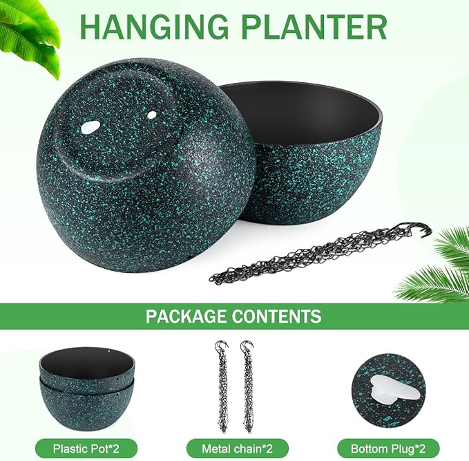10 inch Hanging Planters for Indoor Plants, 2 Pack Planters for Outdoor Plants - Image 3