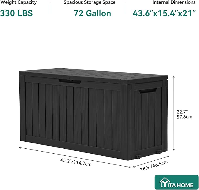 YITAHOME 72 Gallon Outdoor Resin Deck Box - Image 8