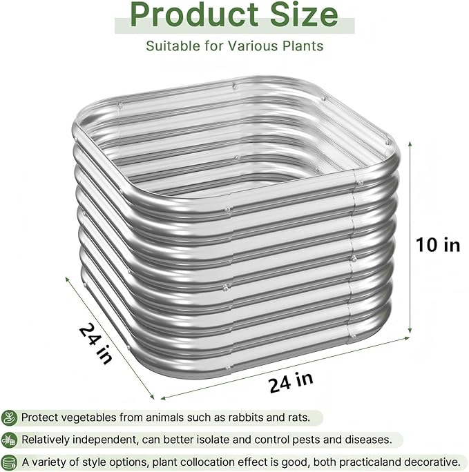 4 PCS Galvanized Raised Garden Bed Outdoor, Metal Garden Bed - Image 2