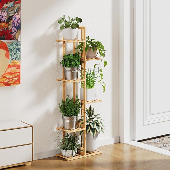 ROSSNY 48 Inch Talll Plant Stand Indoor, 6 Tier 7 Potted Bamboo Plant Stands - Image 3