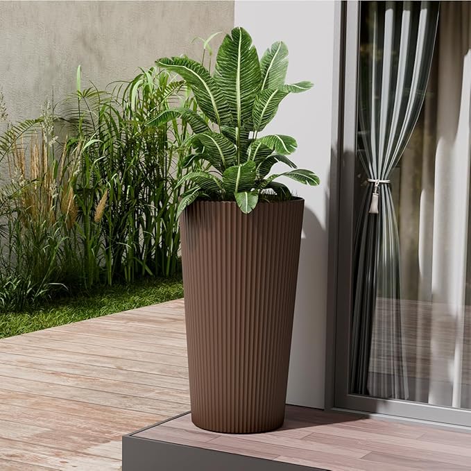 23.6" Tall Planters for Outdoor Plants, Large Outdoor Planters for Front Porch - Image 7