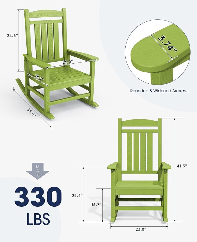 KINGYES HDPE Rocking Chairs Outdoor, Patio Rocking Chairs - Image 3