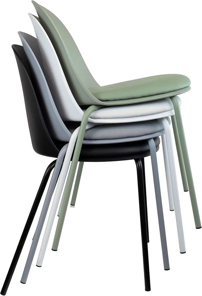 2xhome Modern Stackable Armless Dining Chair, Plastic Shell Seat - Image 4