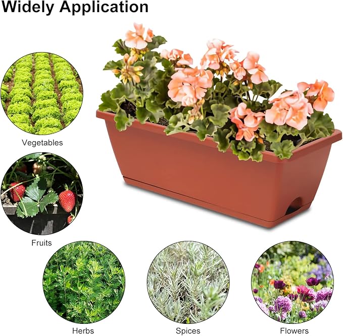 Window Box Planter, 6 Packs 17 Inches Rectangle Planters Box - Image 4