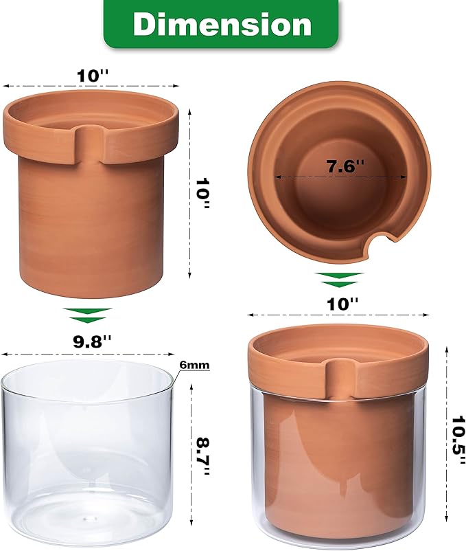 Phoenix Vine 10 Inch Self Watering Planter Pot, Terracotta Clay Pot - Image 3