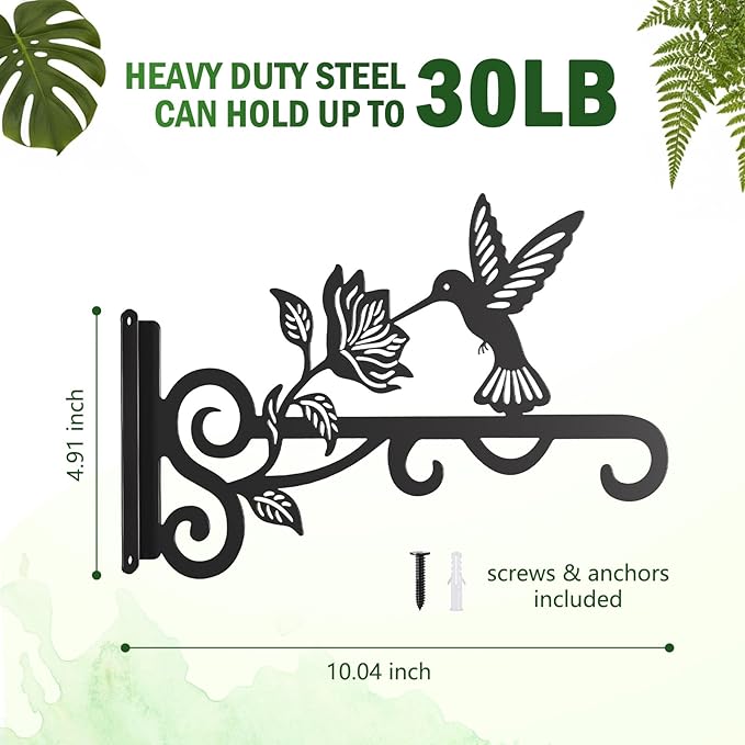 2-Pack Aesthetic Plant Hangers Outdoor – 10 Inch Metal Hanging Plant Bracket - Image 4