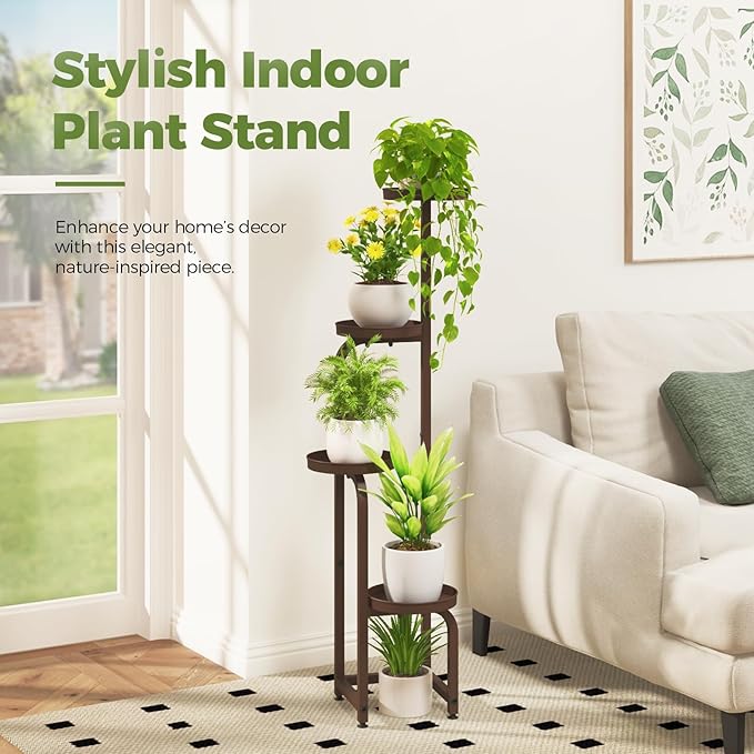 Bamworld Corner Plant Stand Indoor Outdoor, Tall Metal Flower Pot Stands - Image 6