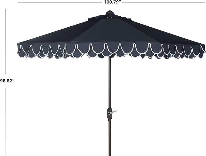 SAFAVIEH 9ft Outdoor Patio Umbrella, Auto Crank Tilt, UV Resistant - Image 7