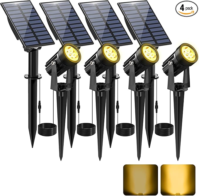 Solar Spot Lights Outdoor, Solar Landscape Spotlights IP65 Waterproof 9.8ft by CREPOW