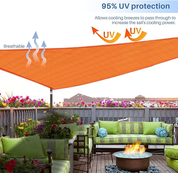 E&K Sunrise 3' x 3' x 3' Sun Shade Sail Triangle Canopy Shade Cover UV Block - Image 5