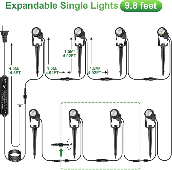 2 Pack Extendable Outdoor Landscape Lights, 12V Low Voltage Landscape Lighting - Image 4