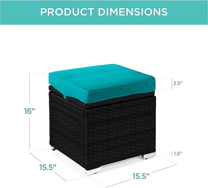 Best Choice Products Set of 2 Wicker Ottomans, Additional Seating, Side Table - Image 3