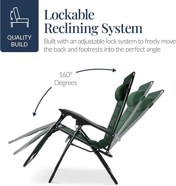 Best Choice Products Oversized Padded Zero Gravity Chair, Folding Outdoor Patio - Image 7