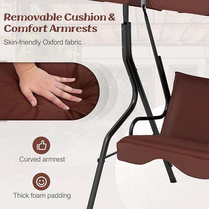 Tangkula 3 Person Porch Swing, Patio Swing - Image 5