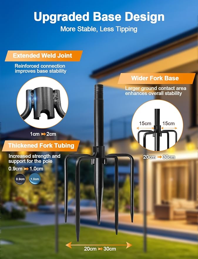 4 Pack String Light Poles for Outside, Thickened Metal Christmas Lights Hanger - Image 3