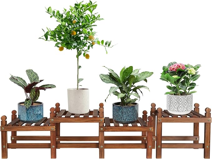 Wood Flower Stand Small Plant Stand Indoor Outdoor Plant Shelf Low Window Shelf by TOVACU