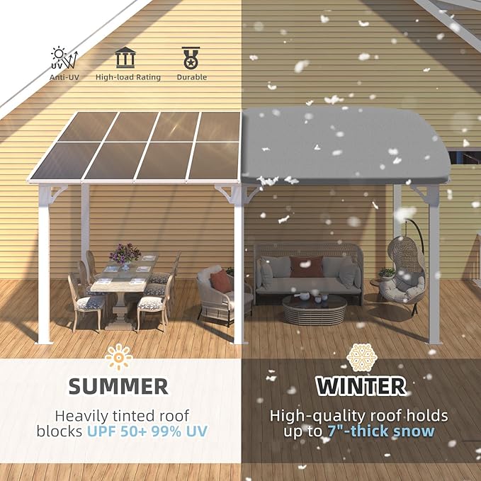 AECOJOY 16' x 8' White Gazebo Outdoor Pergola - Image 2
