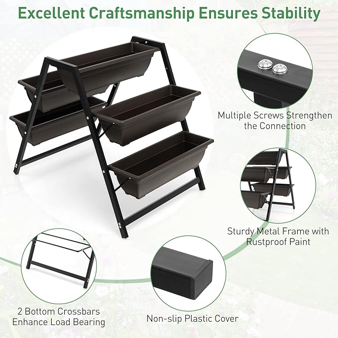 Giantex Set of 2 Vertical Raised Garden Bed, 5 Planter Boxes Container - Image 6