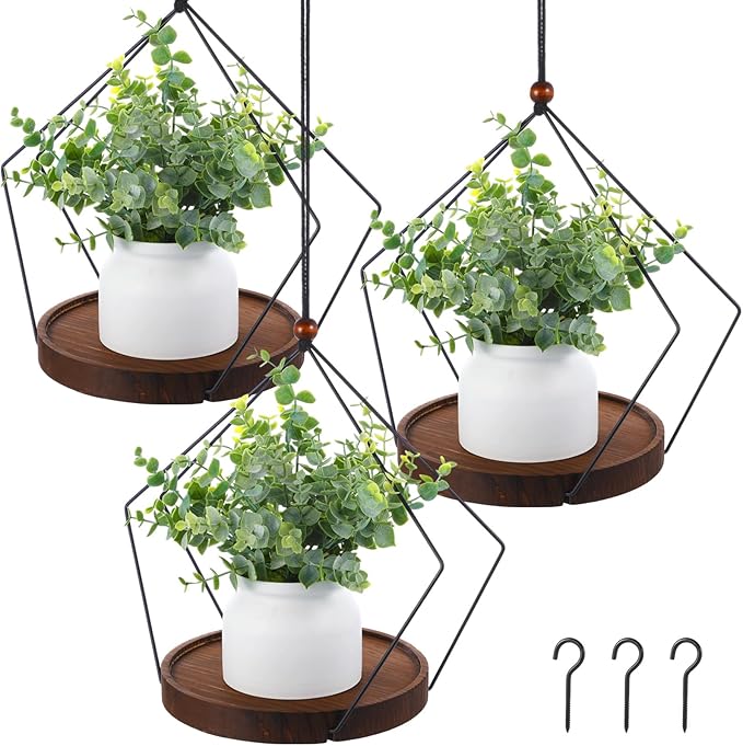 3 Pack Hanging Planters for Indoor Black Plant Hanger by Threehoney