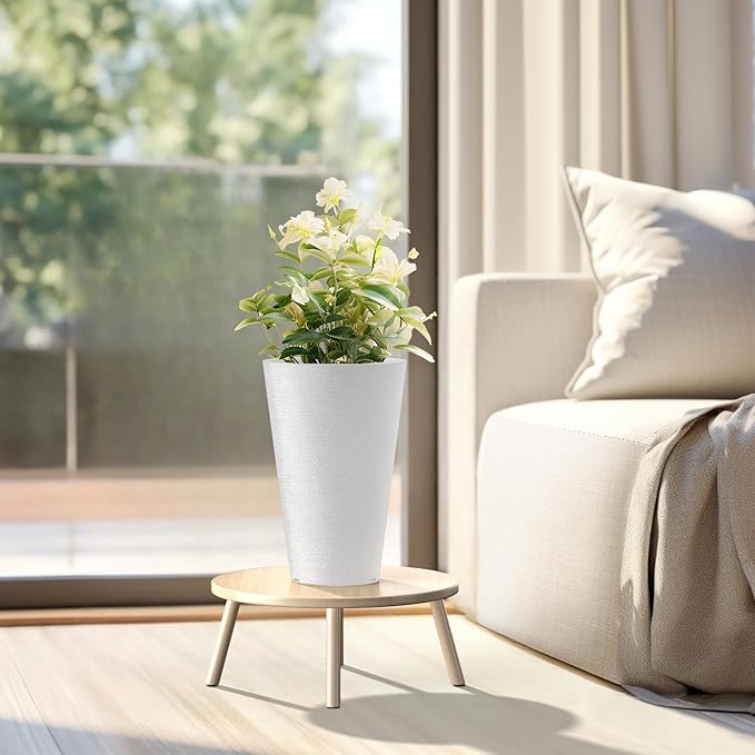 Kante Tall Round Planter Set of 2, 15 Inch Tall Decorative Planter Pots - Image 5