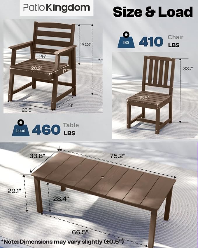 9-Piece Brown Outdoor Dining Set - Image 5