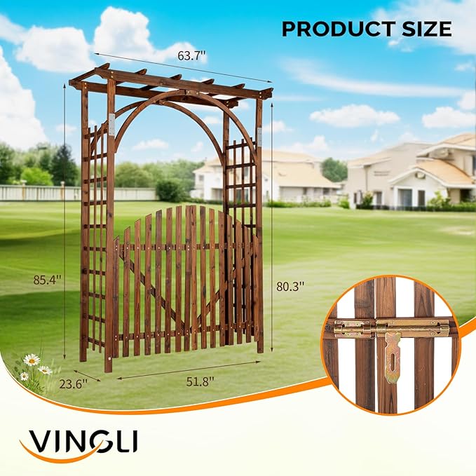 VINGLI 85in Wooden Arbor, Wedding Arch - Image 3