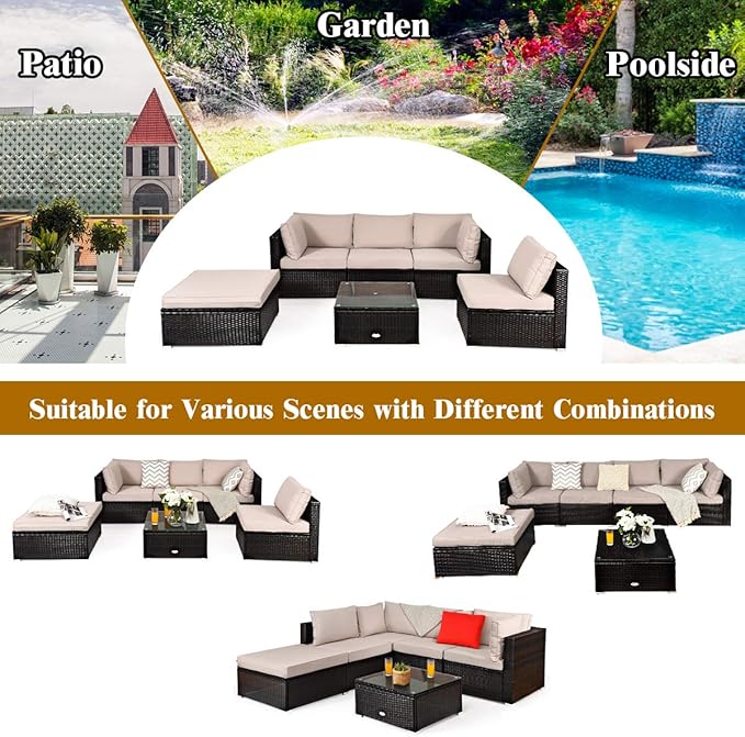 Tangkula 6 Piece Patio Furniture Set, Outdoor Deck Lawn Backyard Durable Steel - Image 6