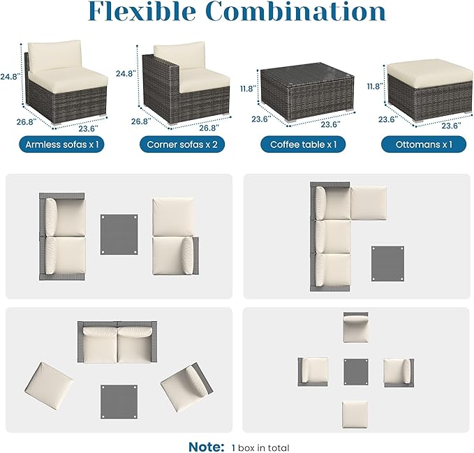 Outdoor Patio Furniture Set, Rattan Outdoor Sectional Furniture, Patio - Image 2