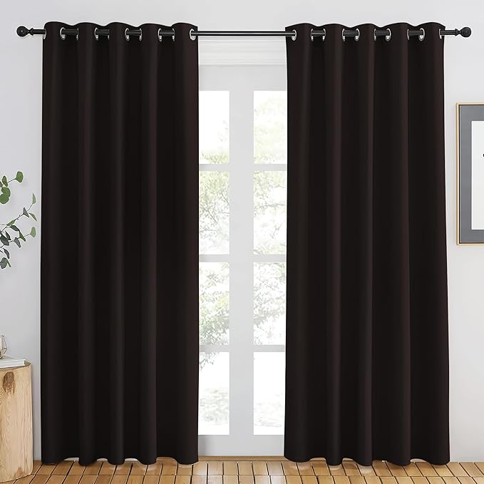 NICETOWN Toffee Brown Blackout Curtains 84 inch Length, Grommet Top Room by NICETOWN