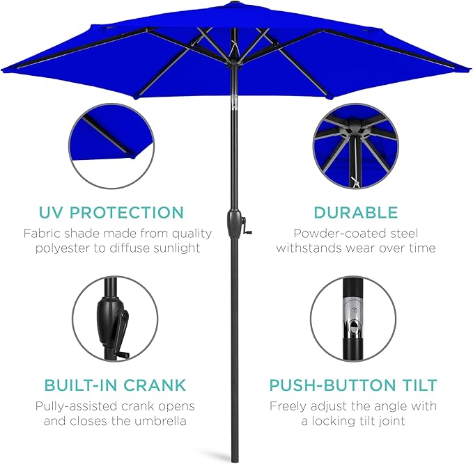 Best Choice Products 7.5ft Heavy-Duty Round Outdoor Market Table Patio Umbrella - Image 5
