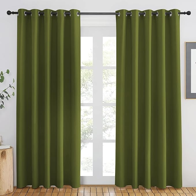 NICETOWN Olive Green Blackout Curtains 84 inch Length, Grommet Top Room by NICETOWN
