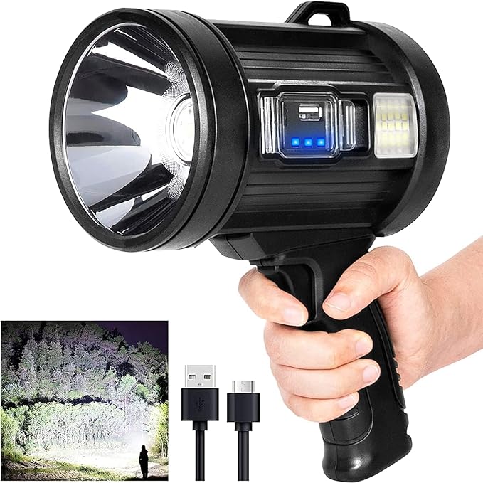 MIXILIN Rechargeable Spotlight, 000 Lumens Handheld Hunting Flashlight Led Spot by MIXILIN