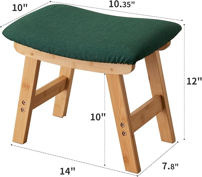 Foot Stool, Bamboo Small Sofa Foot Rest Under Desk, Extra Seating - Image 2