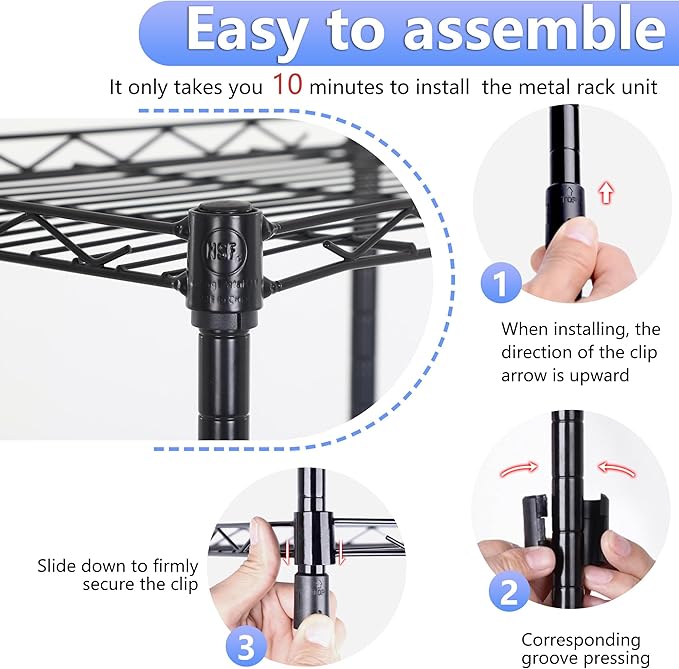 BestOffice | 6-Tier Wire Storage Shelves | 17x12x64 | Black | - Image 4