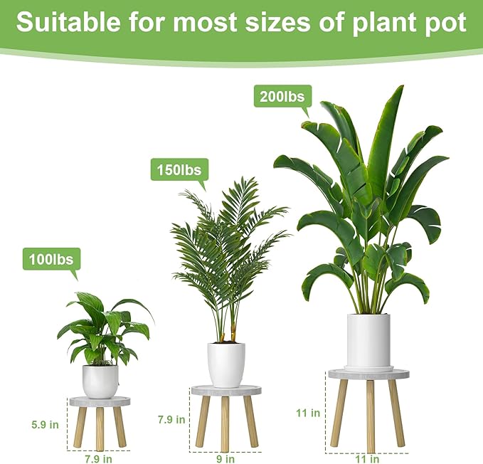 3-Pack Wood Plant Stands Indoor, Single Plant Stand - Image 3